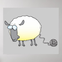 funny ball of yarn cloned sheep cartoon poster