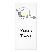 funny ball of yarn cloned sheep cartoon full color rack card