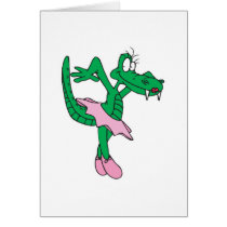 funny ballerina alligator card