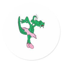 funny ballerina alligator round stickers