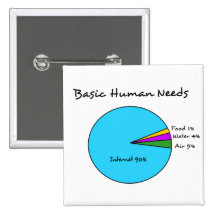 Funny Basic Human Needs for computer enthusiasts Pinback Button