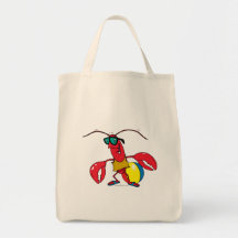 funny beach going  lobster cartoon bags