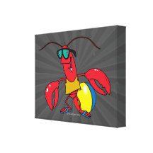 funny beach going  lobster cartoon gallery wrapped canvas