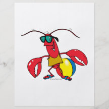 funny beach going  lobster cartoon flyers