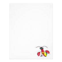 funny beach going  lobster cartoon customized letterhead