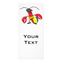 funny beach going  lobster cartoon personalized rack card
