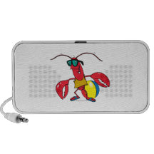 funny beach going  lobster cartoon notebook speakers
