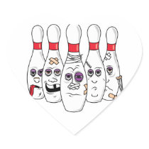 Funny Beat Up Bowling Pins Stickers