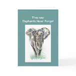Funny Belated Birthday Watercolor Elephant Animal Card