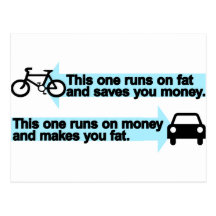 Funny Bike versus Car Post Cards