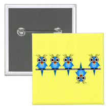 funny birds pinback buttons