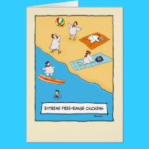 Funny birthday card: Free-range Chickens cards