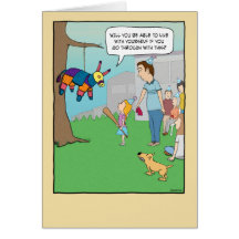 Funny birthday card: Girl vs. Pinata