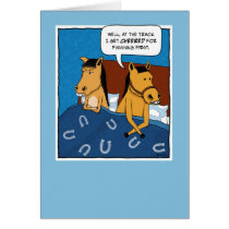 Funny birthday card: Horses in bed