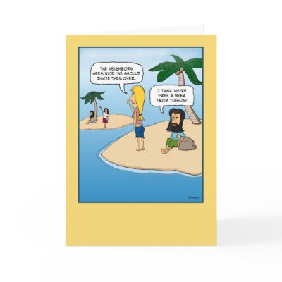 Funny birthday card: The Island by chuckink