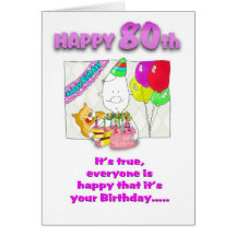 Funny Birthday card with cake_80th