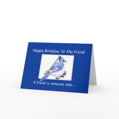 Funny Birthday Friend - Blue Jay Bird, Nature Greeting Card by countrymousestudio