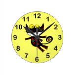 funny black cat wallclocks