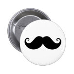 Funny black handlebar moustache trendy hipster button