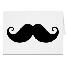 Funny black handlebar moustache trendy hipster greeting card
