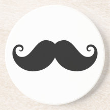 Funny black handlebar moustache trendy hipster beverage coasters