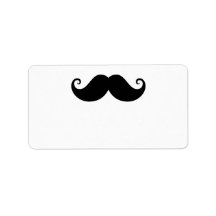 Funny black handlebar moustache trendy hipster address label
