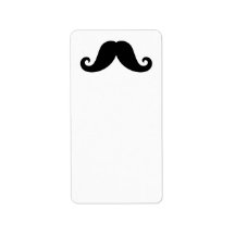 Funny black handlebar moustache trendy hipster address labels