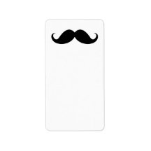 Funny black handlebar moustache trendy hipster address labels