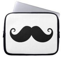 Funny black handlebar moustache trendy hipster computer sleeves