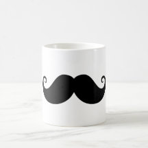 Funny black handlebar moustache trendy hipster coffee mug