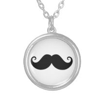 Funny black handlebar moustache trendy hipster necklaces