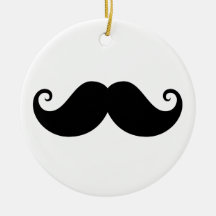 Funny black handlebar moustache trendy hipster christmas ornaments