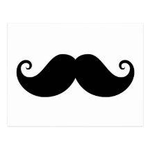 Funny black handlebar moustache trendy hipster post card
