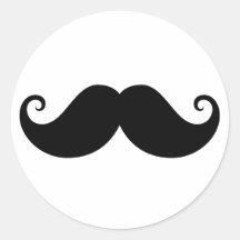 Funny black handlebar moustache trendy hipster sticker