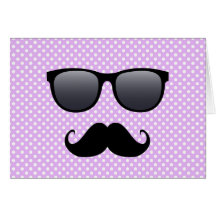 Funny Black Moustache And Glasses Greeting Cards