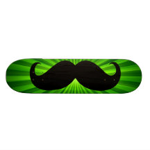 Funny black moustache on green background 2 skate deck