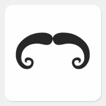 Funny Black Moustache or Moustache Style Square Sticker