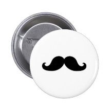 Funny Black Mustache Humor Button