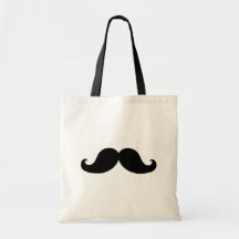 Funny Black Mustache Humor Tote Bags