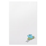 funny blue hippo riding a roller coaster customized stationery