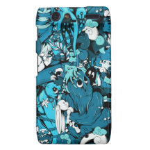 Funny Blue Monsters Cartoon Vector Art Motorola Droid RAZR Case