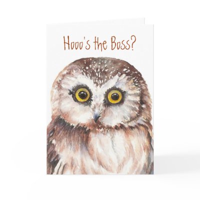 Funny Boss's Day, Wise Owl Humour Card by countrymousestudio