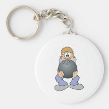 funny bowler with BIG bowling ball Keychain