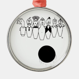 Funny bowling pin characters christmas ornament