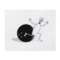funny bowling pin running from ball flyer