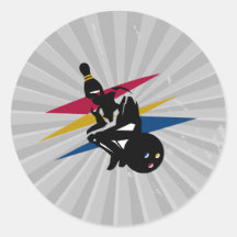 funny bowling thinking man stickers