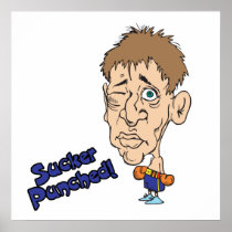 funny boxer sucker punched cartoon poster