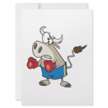 funny boxing fighting bull bullfighter cartoon invite