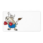 funny boxing fighting bull bullfighter cartoon custom shipping labels