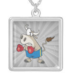 funny boxing fighting bull bullfighter cartoon pendant